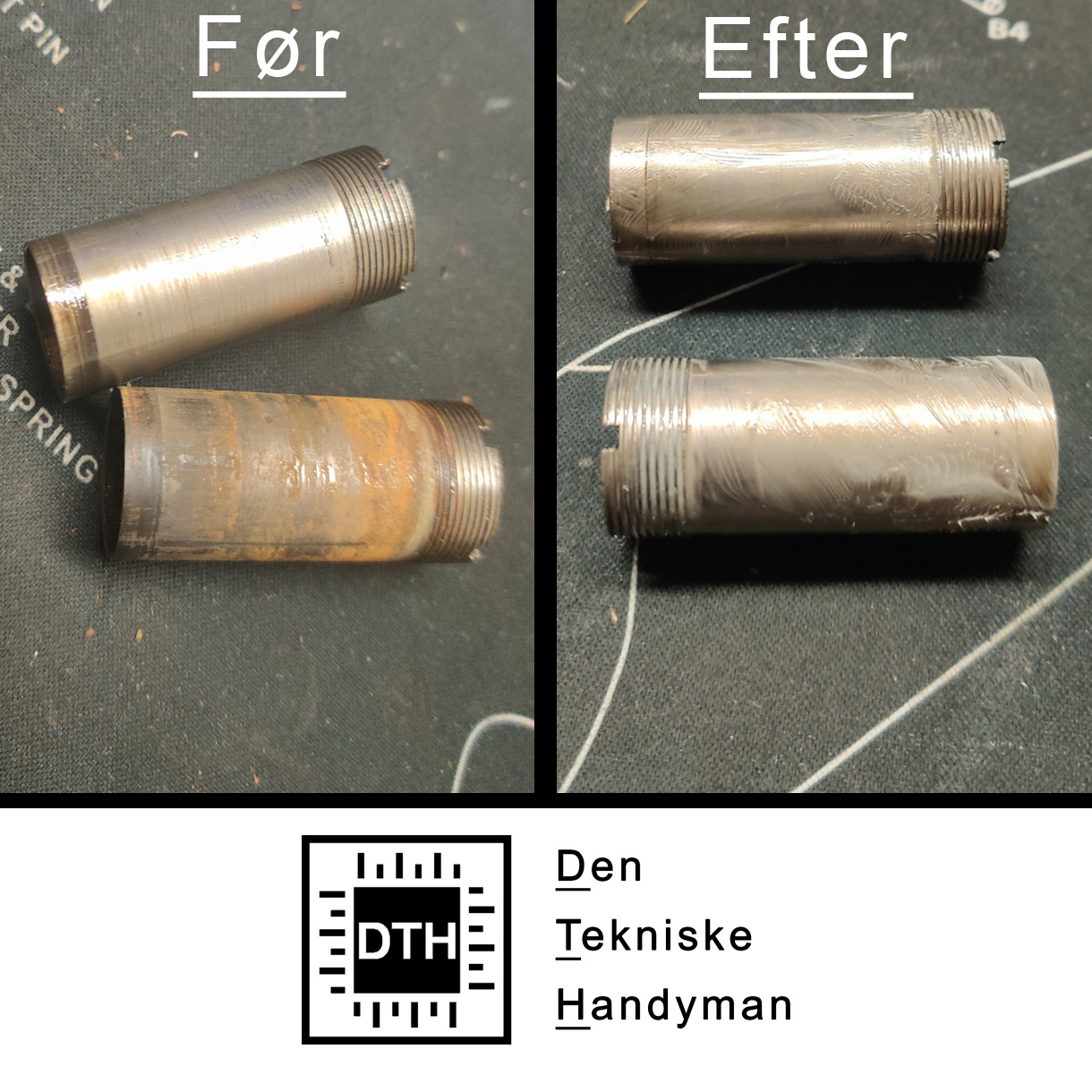 Før og efter rensning af chokes